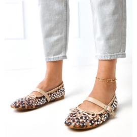 Ballerinas in rete leopardo con cristalli elasidi multicolore 1