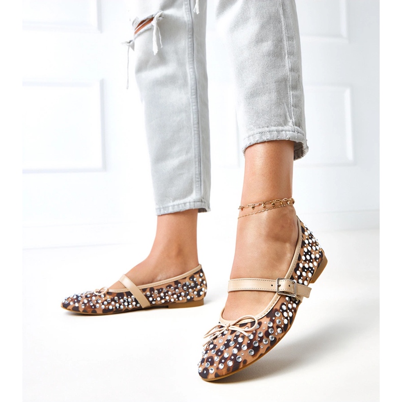 Ballerinas in rete leopardo con cristalli elasidi multicolore 2