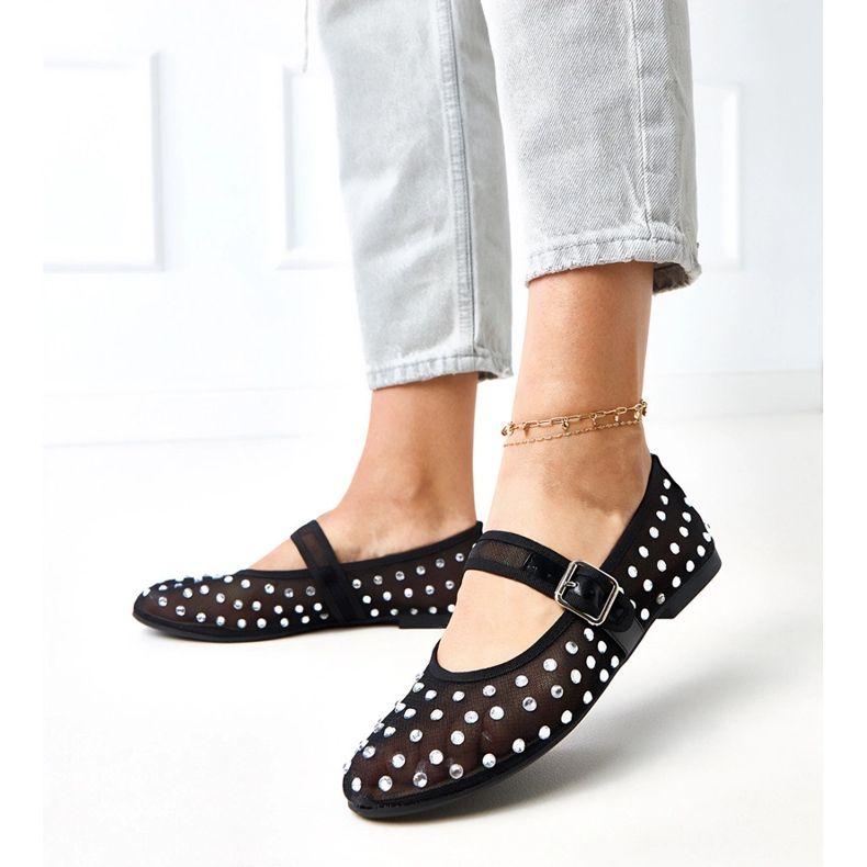 Ballerinas a maglie nere con cristalli Malmo nero 2