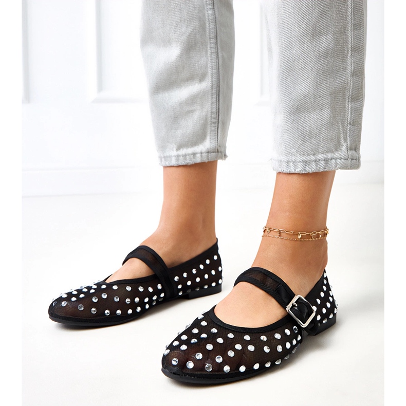 Ballerinas a maglie nere con cristalli Malmo nero 1