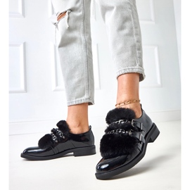 Scarpe da donna nera con pelliccia sarol nero 2