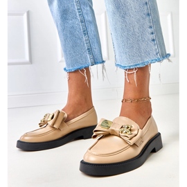 Mocassini beige con arco e teriwa orso 1