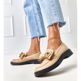 Mocassini beige con arco e teriwa orso 2