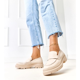 Mocasine beige fatte di serafina eco -piombo 1