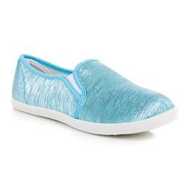 Sneakers slip on con filo argento blu 1