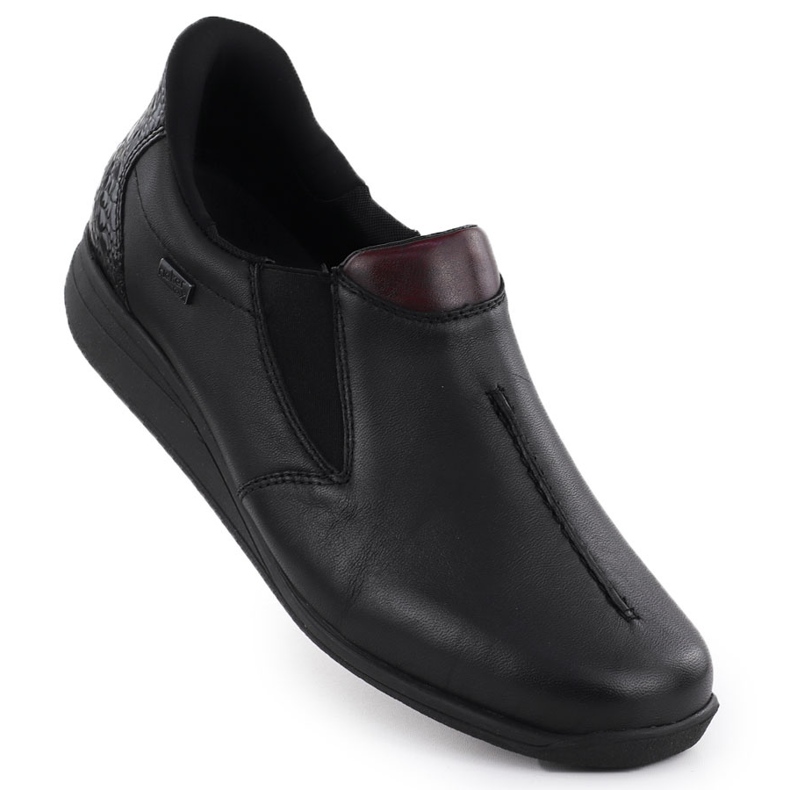 Scarpe in pelle da donna sui zeppe Rieker nera 47253-00 1