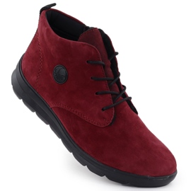 Stivali da donna in pelle, Borgogna Rieker Z0022-35 rosso 1