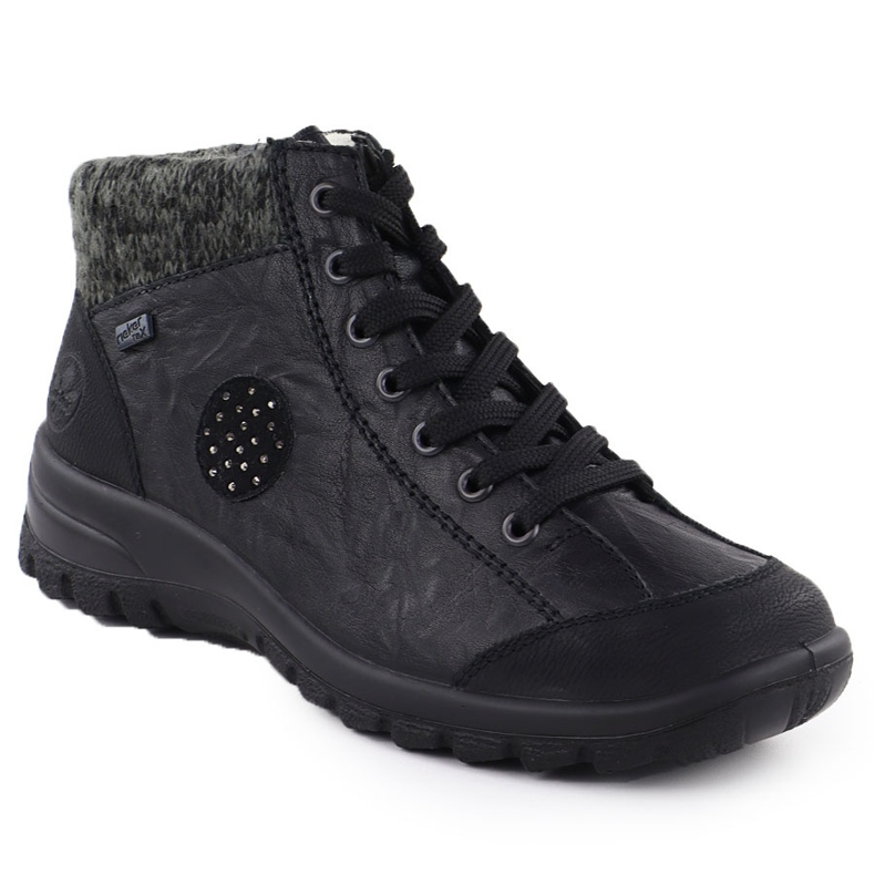 Stivali impermeabili in pelle impermeabile Black Rieker L7110-01 1