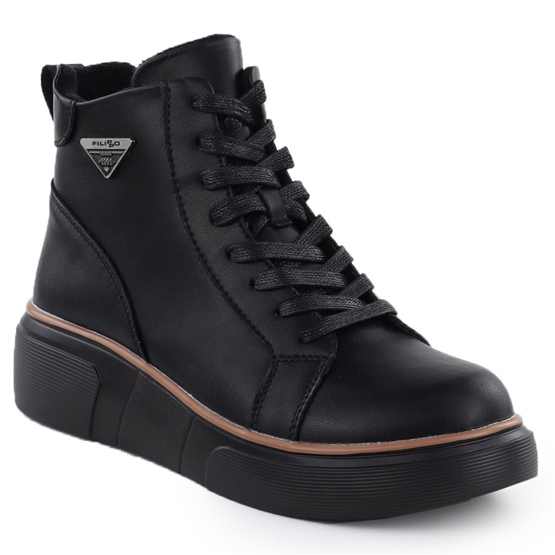 Stivali di pelle da donna con zeppe neri filippo dbt6452 1