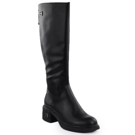 Stivali da donna in pelle nera Vinceza 26-66823 1