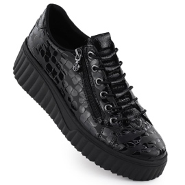 Scarpe laccate da donna Krok Black Rieker N2555-00 1