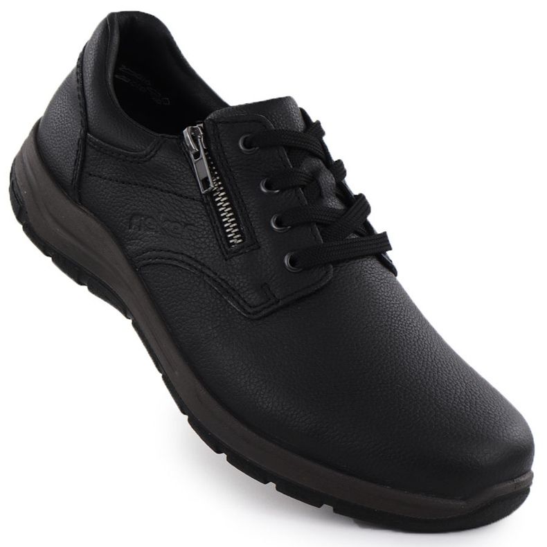 Scarpe in pelle maschile sul Rieker nero 03604-00 1