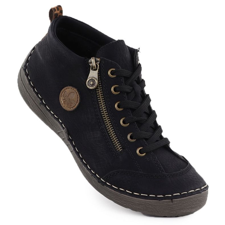 Stivali neri comodi da donna Black Rieker 52514-00 1