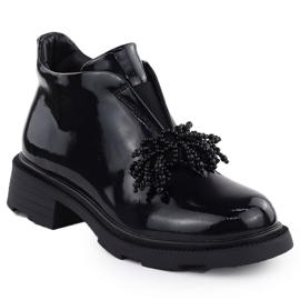 Stivali in pelle da donna con un ornamento verniciato nero filippo dbt6370 1