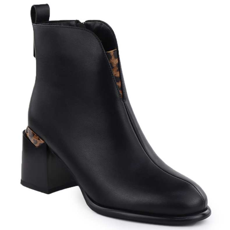 Stivali in pelle sul post decorativo Black Vinceza 66811a nero 1