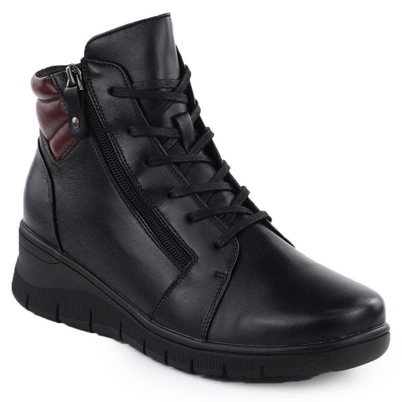 Stivali di pelle da donna con zeppe neri Vinceza 39963 1