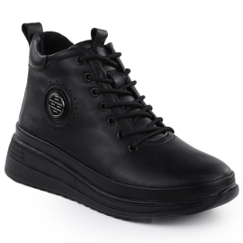 Stivali di pelle da donna con zeppe neri filippo dbt4215 nero 1