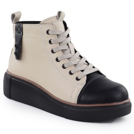 T.Sokolski Stivali di pelle da donna Beige isolato. Sokolski Z24-218 1