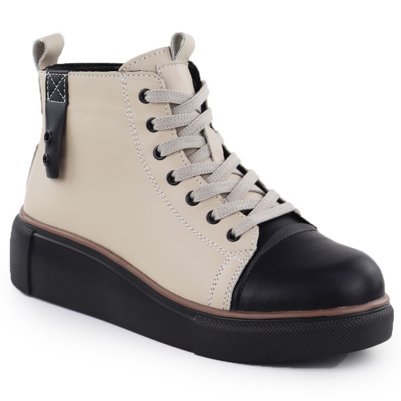 T.Sokolski Stivali di pelle da donna Beige isolato. Sokolski Z24-218 1