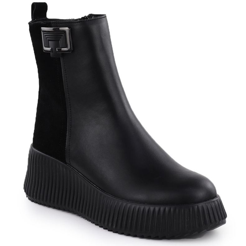 Stivali di pelle da donna con zeppe neri filippo dbt7268 1