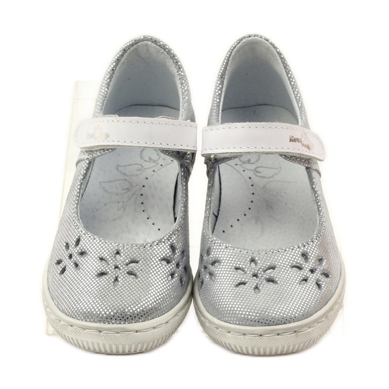 Ballerine da bambina fiori Ren But 3285 grigio 4