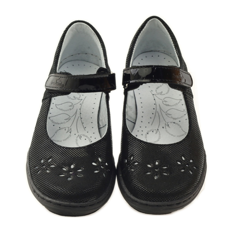 Ballerine da bambina fiori Ren But 4351 nero 4