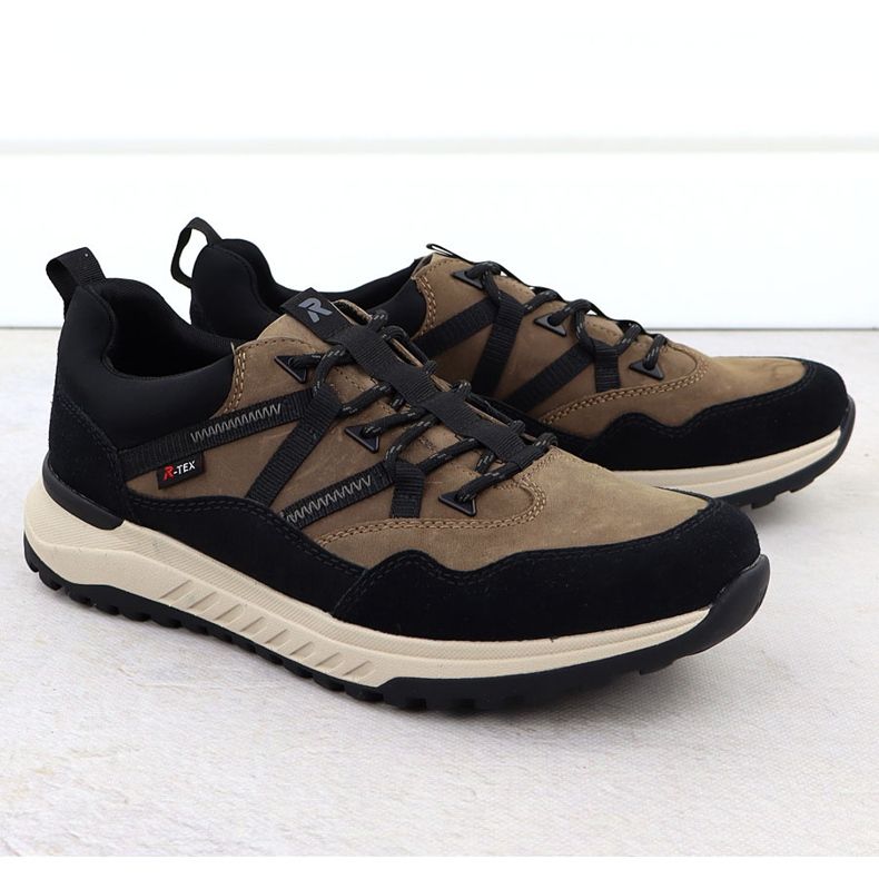 Scarpe sportive marrone in pelle impermeabile Rieker U0104-20 2