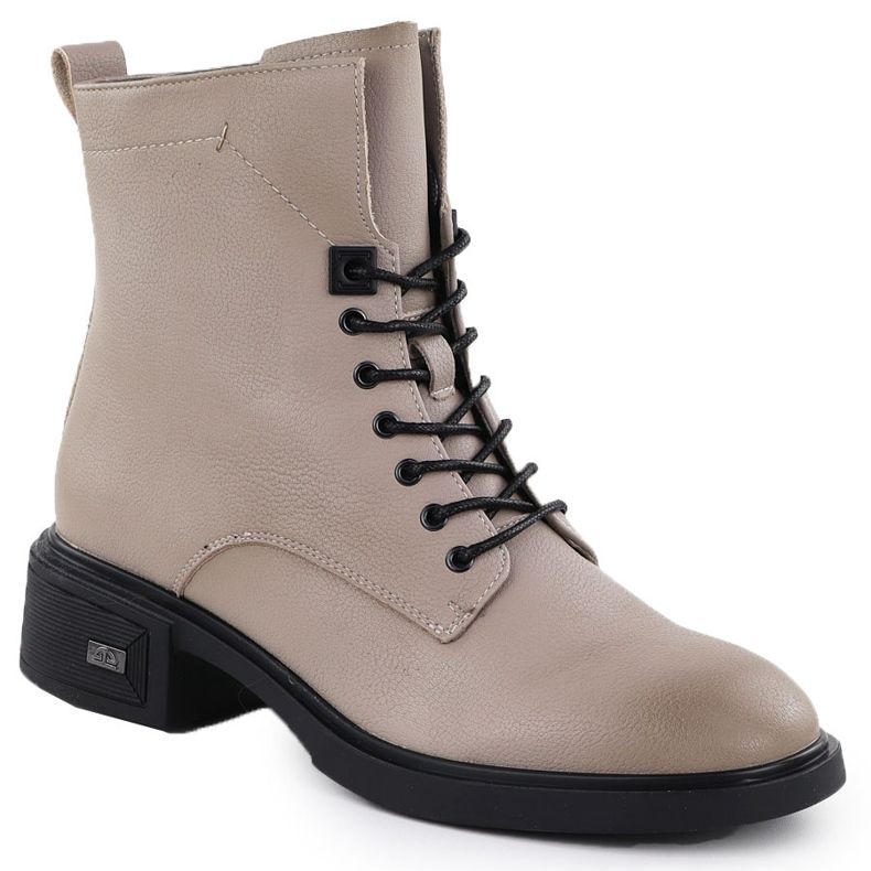 Stivali in pelle sul beige femminile di mattoni Vinceza 26-39955 1
