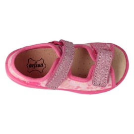 Sandali da bambino Befado con inserto in pelle 063X015 rosa con glitter 2
