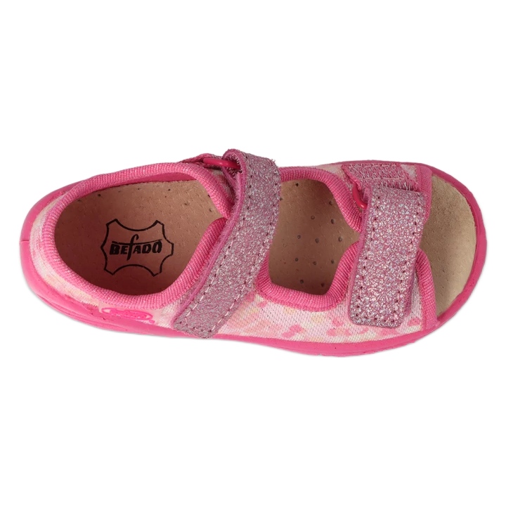 Sandali da bambino Befado con inserto in pelle 063X015 rosa con glitter 2