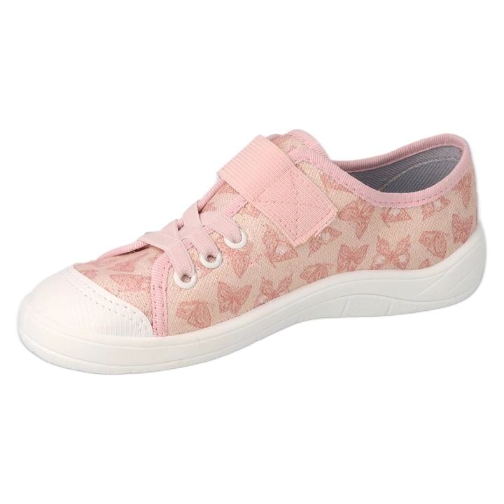 Ciabatte per bambini Befado con velcro 351Y033, rosa con farfalle 1