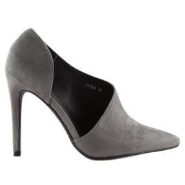 Décolleté grigie asimmetriche su tacco grigio ZY098 Grey 1