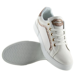 Sneakers da donna bianche e rosa BM1972 BIANCO / CHAMPAGNE 1
