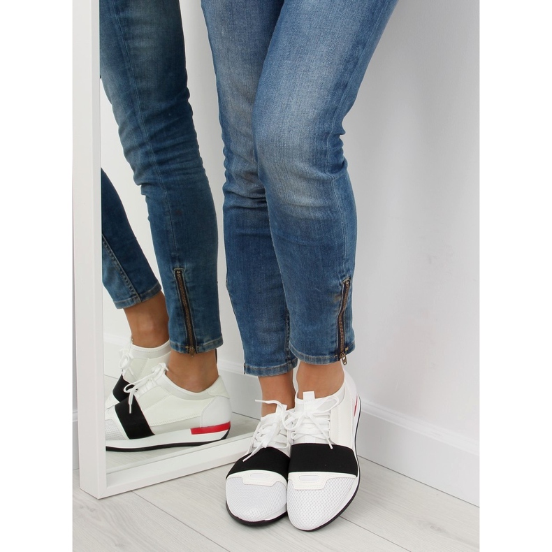 Scarpe sportive bianche 16-515 BIANCO / ROSSO nero bianca 2