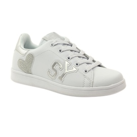 American Club Sneakers cuore americano con sottopiede in pelle bianco grigio 1