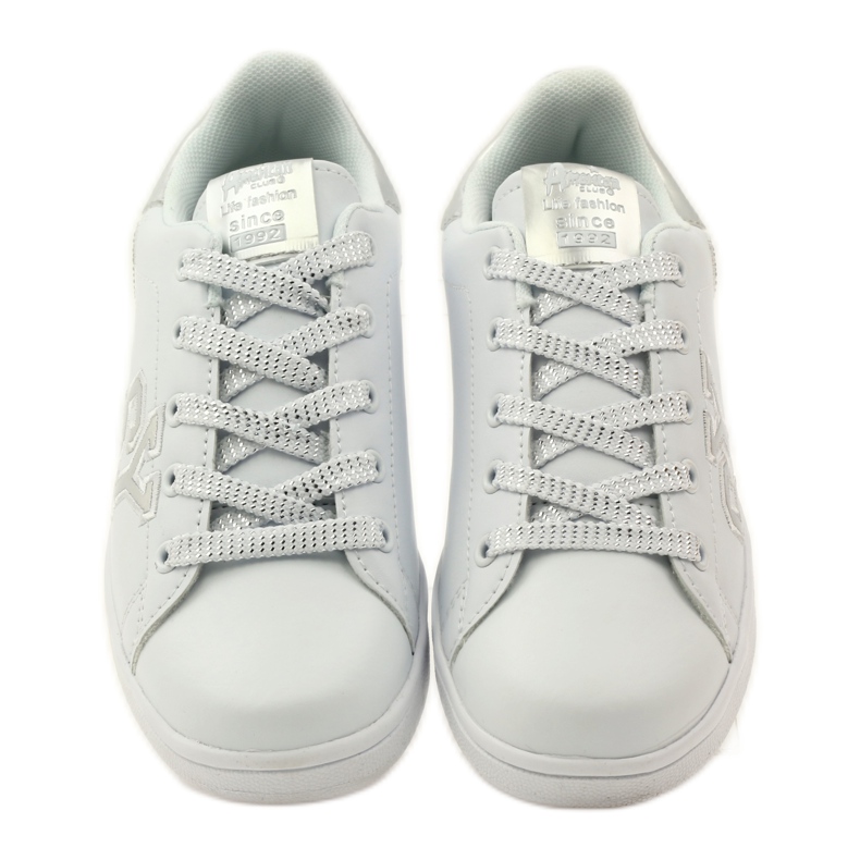 American Club Sneakers cuore americano con sottopiede in pelle bianco grigio 4