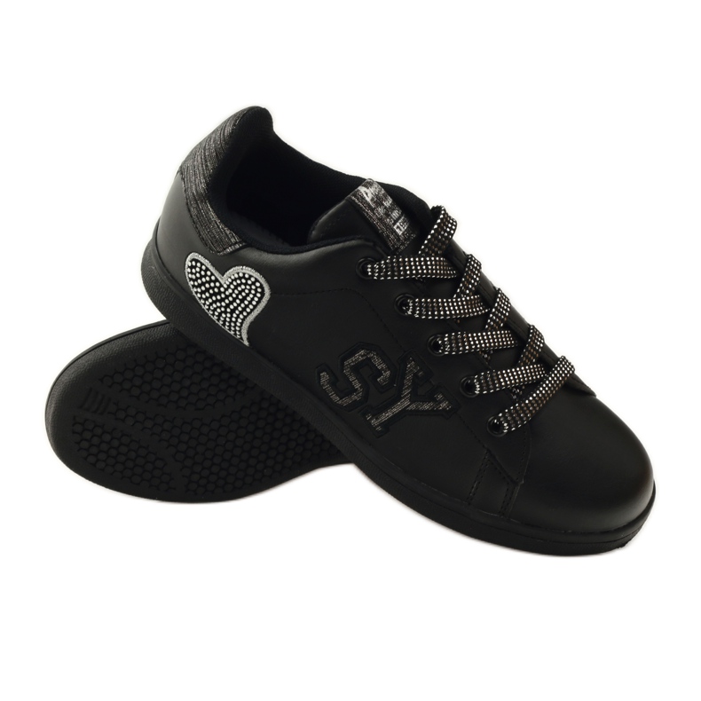 American Club Sneakers cuore americano con sottopiede in pelle grigio nero 3