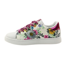 American Club Sneakers americane floreali con inserto in pelle rosa multicolore giallo blu bianco 2