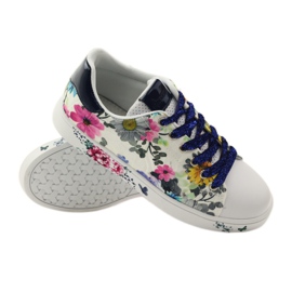 American Club Sneakers americane floreali con inserto in pelle blu navy rosa bianco 3