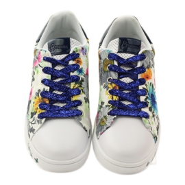 American Club Sneakers americane floreali con inserto in pelle blu navy rosa bianco 4