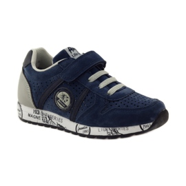 American Club ADI sport intarsio in pelle americana blu navy grigio 1