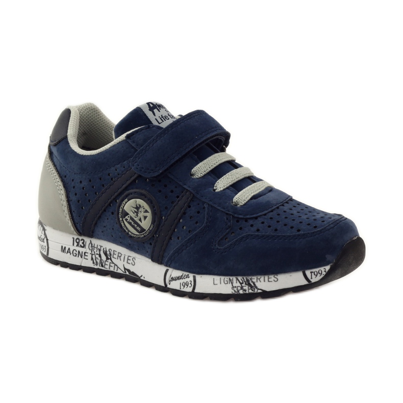 American Club ADI sport intarsio in pelle americana blu navy grigio 1