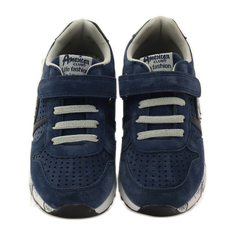 American Club ADI sport intarsio in pelle americana blu navy grigio 4