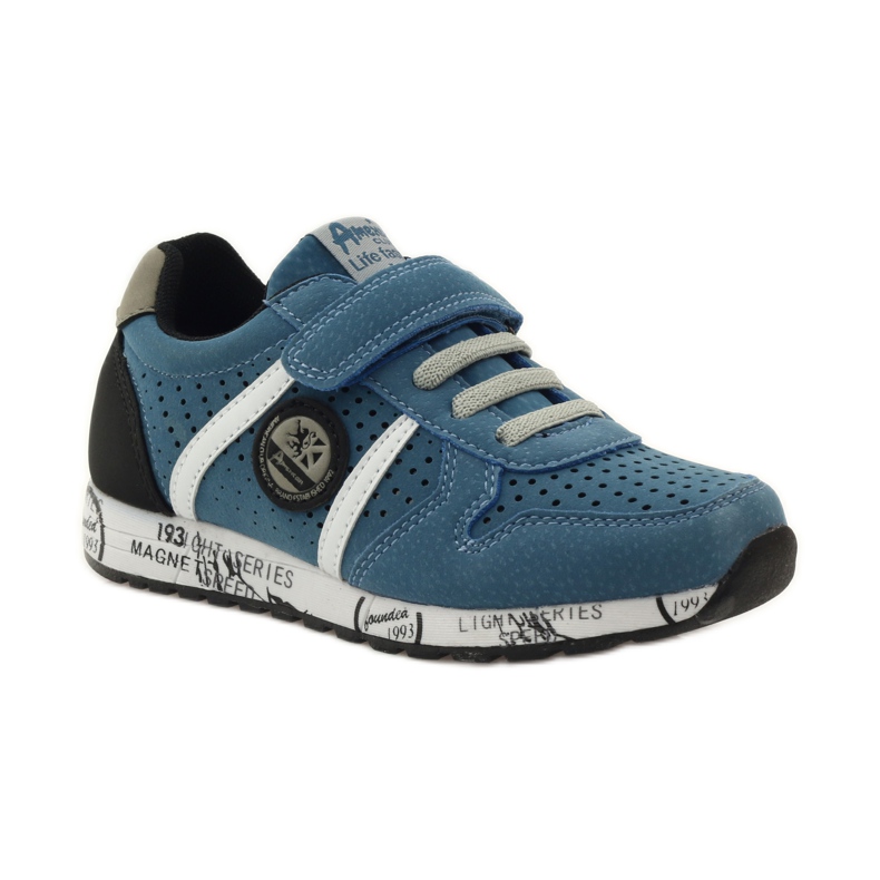American Club ADI sport intarsio in pelle americana grigio blu nero bianco 1