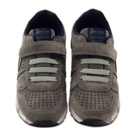 American Club Sottopiede in pelle sportiva americana punzonata blu navy grigio 4