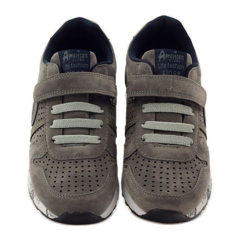 American Club Sottopiede in pelle sportiva americana punzonata blu navy grigio 4