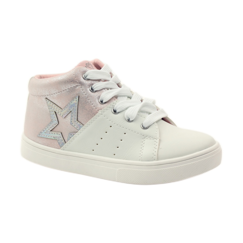 American Club Stivaletti sportivi con soletta americana in pelle rosa grigio bianco 1