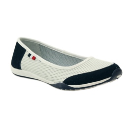 Ballerine da donna in pelle Filippo bianche bianco blu navy 1