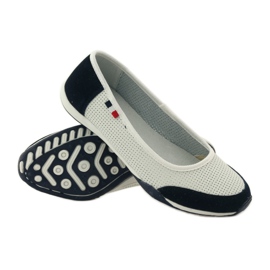 Ballerine da donna in pelle Filippo bianche bianco blu navy 3