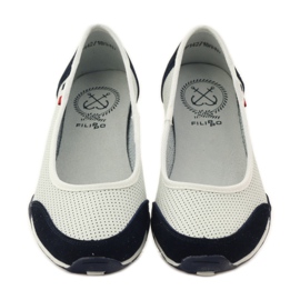 Ballerine da donna in pelle Filippo bianche bianca blu navy 4